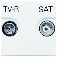 Розетка TV+R+SAT Звезда без рамки ABB Niessen Zenit 1-м. 2 мод. N2251.3 BL белый картинка